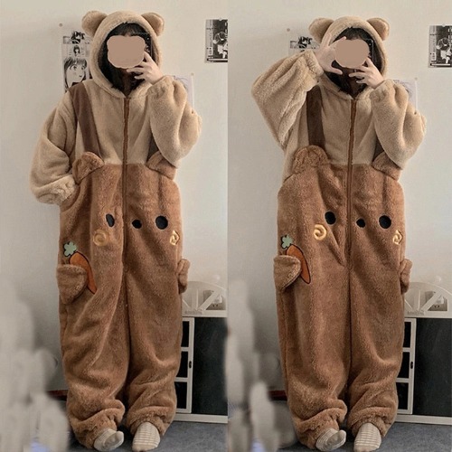 Fuzzy Carrot Bear Overalls Set - XL