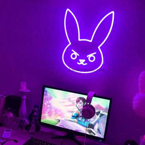 Rabbit Bunny Neon Sign | 16" x 12.5" / Purple / Yes +$25