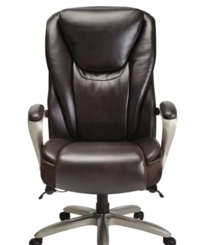 Serta&reg; Smart Layers&trade; Hensley Big &amp; Tall Ergonomic Bonded Leather High-Back Chair, Roasted Chestnut/Satin Nickel