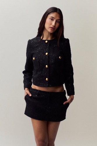 Bela Tweed Mini Skirt | Black / S