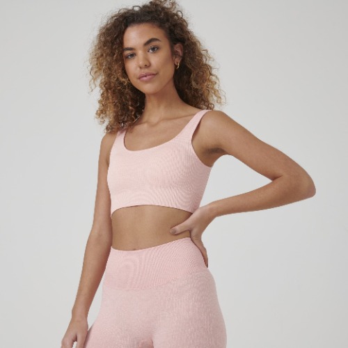 Signature Ribbed Seamless Crop Top - Pink / M