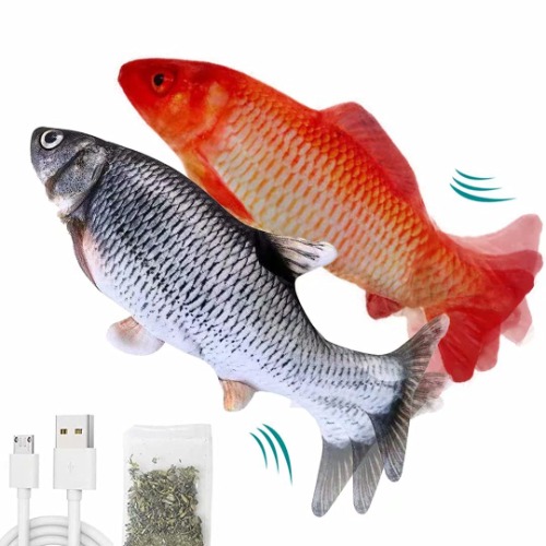 ZIKATON Flopping Fish Cat Toy 11",Electric Moving Cat Toy, Cat Toys for Indoor Cats, Floppy Cat Kicker Fish Toy, Vibrating Catnip Toy,Different Fish for Choice & Fun Toy for Cat Exercise