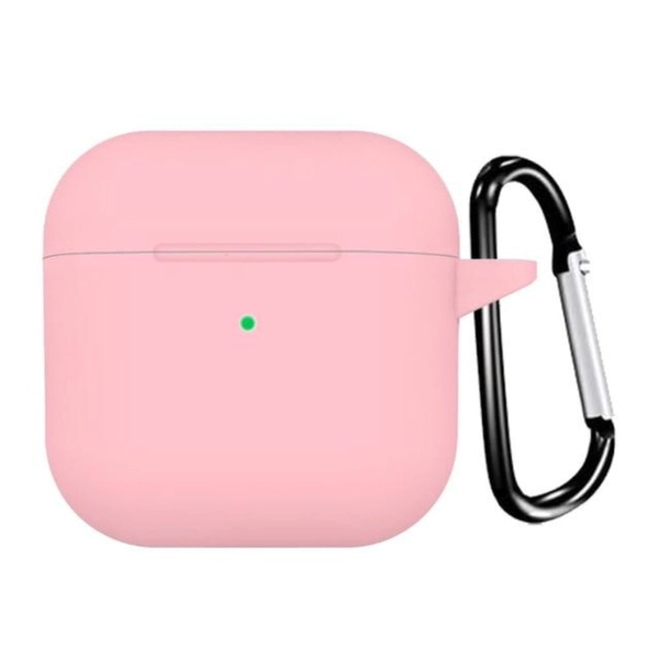 Silicone Waterproof Carry Protective Case for Airpods with Keychain (3 pcs pack) - Pink