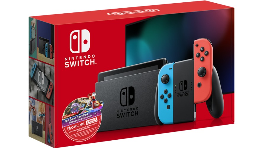 Nintendo Switch Neon Blue/Neon Red Joy-Con + Mario Kart 8 Deluxe (Full Game Download) + 3 Month Nintendo Switch Online Individual Membership
