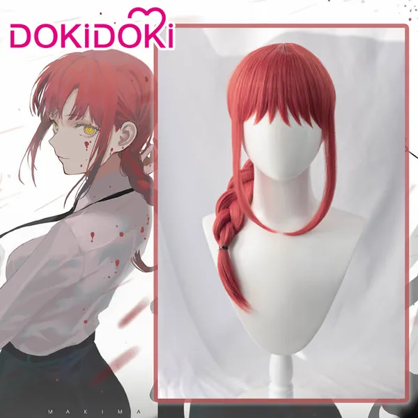 DokiDoki Manga Chainsaw Man Makima Cosplay Wig Long Red Halloween