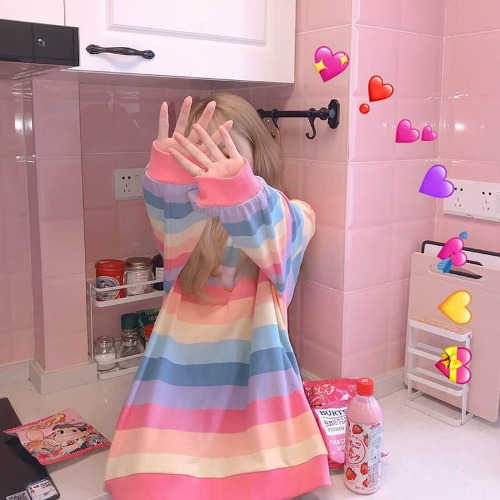 Lazy Days Pastel Rainbow Striped Top - L