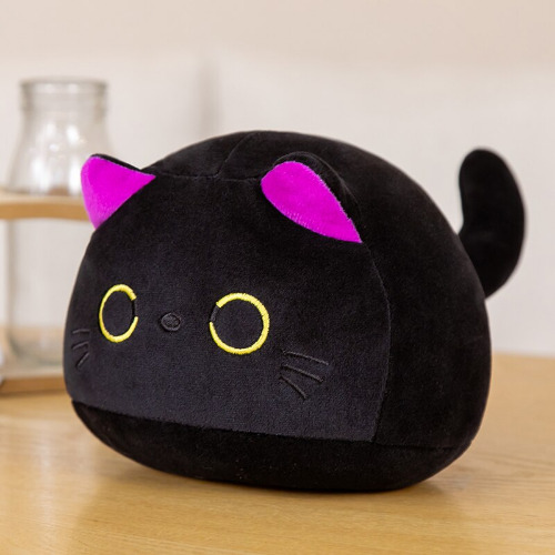 Black Kawaii Kitty Cat Plushie (3 Sizes) - 15cm / Pink