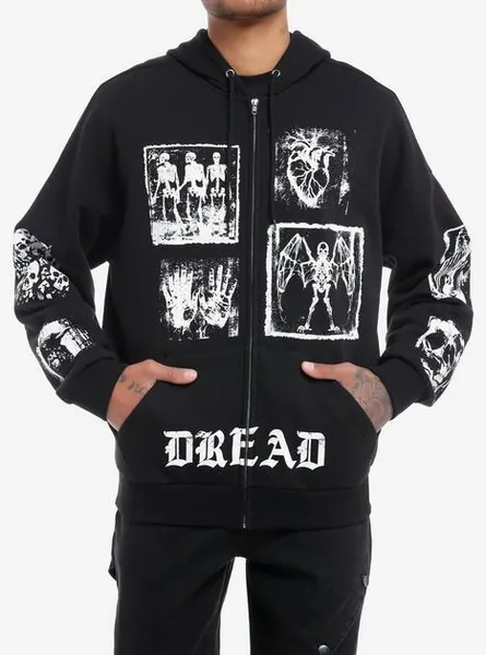 Social Collision Dread Skeleton Patches Hoodie | Hot Topic