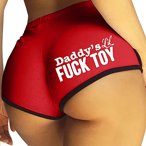 Women Regular & Plus Size Yoga Booty Shorts Sexy Printed Sports Hot Pants Briefs - Style-1-red - Large