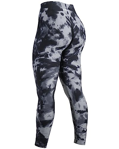 AUROLA Dream Collection Workout Leggings for Women High Waist Seamless Scrunch Athletic Running Gym Fitness Active Pants - Dream Tie Dye - Small - Grey-black Tie Dye