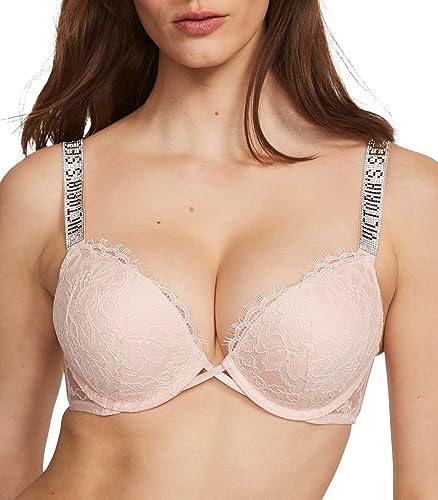 Victoria's Secret Bombshell Push Up Bra, Adds 2 Cups, Shine Strap, Bras for Women (32A-38DD) - Purest Pink - 34A