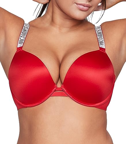 Victoria's Secret Very Sexy Push Up Bra, Adds 1 Cup, Shine Strap, Bras for Women (32A-38DD) - 34A - Lipstick Red