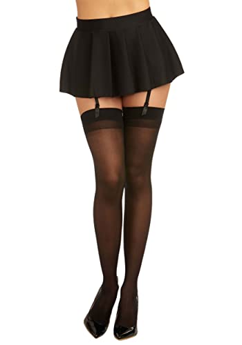 Dreamgirl Women's Thigh High Sheer Stockings with Back Seam - One Size - Black