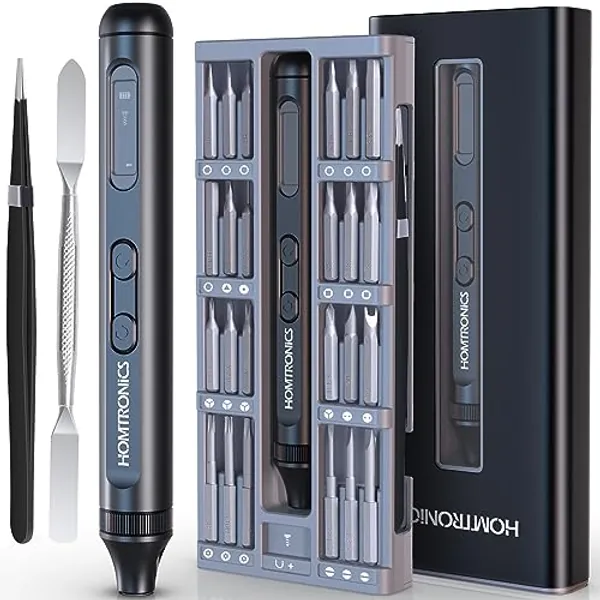 Homtronics Mini Electric Screwdriver, Precision Screwdriver Set, 52 in 1 Cordless Rechargeable Mini Screwdriver Set with 48 Precision S2 Bits, Small Electric Screwdriver for Laptop Phone Watch Repair