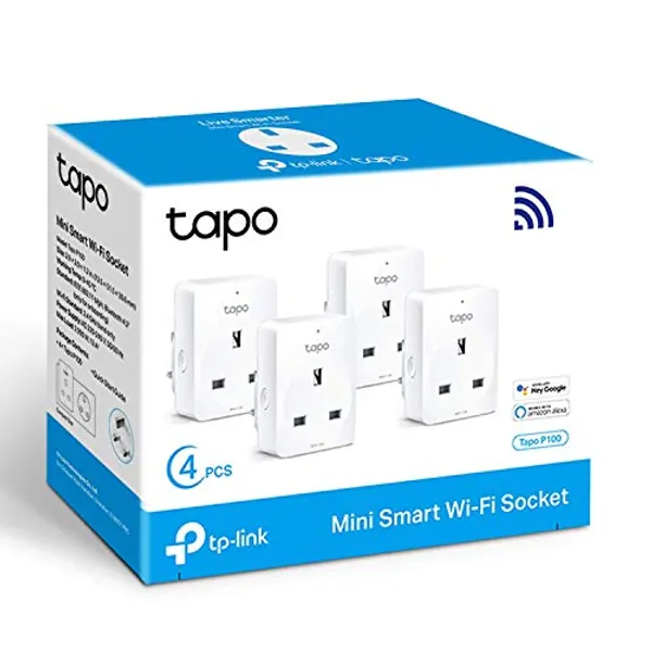 Tapo Smart Plug Wi-Fi Outlet, Works with Amazon Alexa & Google Home,Max 13A Wireless Smart Socket, Device Sharing, Without Energy Monitoring, No Hub Required,Tapo P100(4-pack)