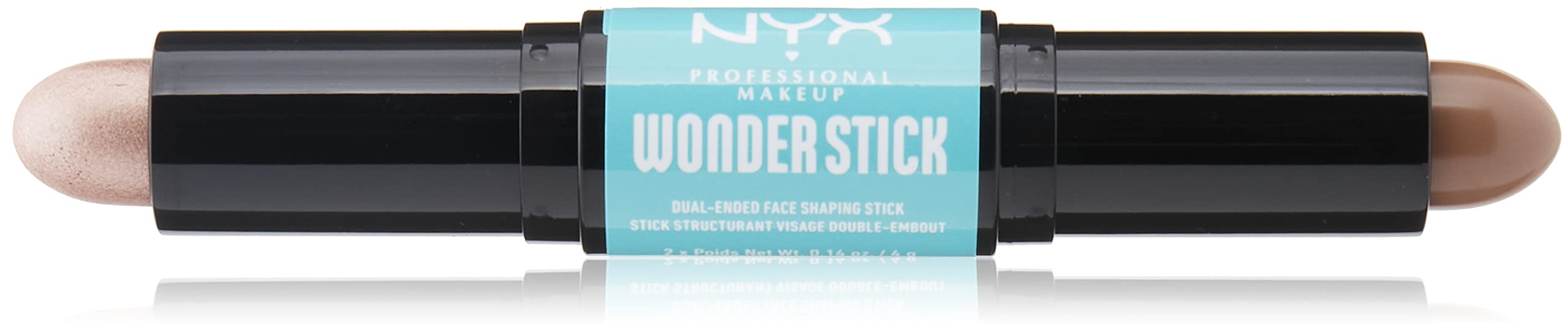 NYX Professional Makeup Stick Highlight en contour, dubbele punt, definitie en glans, aanpasbaar en veganistisch, Wonder Stick, Light Medium