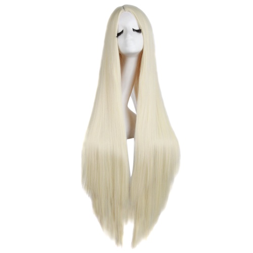 MapofBeauty 40"/100cm Natural Soft Straight Long Cosplay Wig (Light Blonde) - Light Blonde