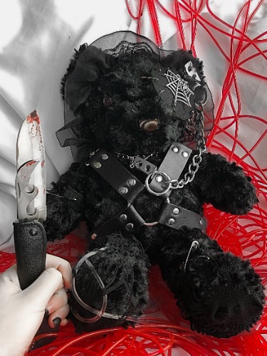 Blood Supply～Gothic Lolita Dark-themed Black Bear Bag | hell bear bag