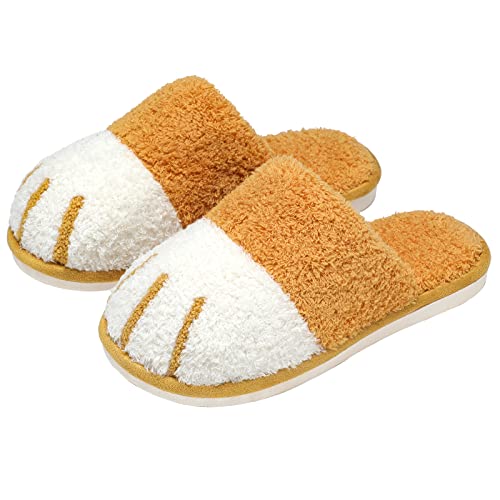 SINNO Cute Animal Slippers for Women Indoor Outdoor Memory Foam House Slippers Soft Warm Cozy Fuzzy Bedroom Non-Slip Shoes Christmas Gift ladies Slippers - 7-8 Women/5-6 Men - Yellow
