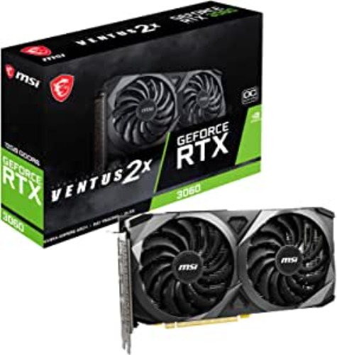 MSI Gaming GeForce RTX 3060 12GB 15 Gbps GDRR6 192-Bit HDMI/DP PCIe 4 Torx Twin Fan Ampere OC Graphics Card (Ventus 2X 12G OC)