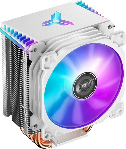 Jonsbo CR1400 RGB CPU Air Cooler, 4 Heat-Pipes, 126mm RGB CPU Fan, Removable 92mm PWM Fans, Fins Bending, 4-pin RGB CPU Cooler, RGB Lighting for AMD Ryzen/Intel LGA 1700 115X, White - White