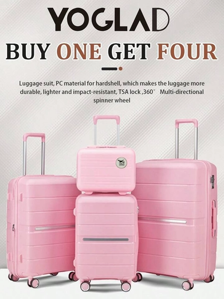Yoglad Luggage Sets Four Piece Expandable Lightweight Durable Suitcase Sets 360° Spinner Wheels Suitcase PP Materials Durable With TSA Lock (14 20 24 28Inch)