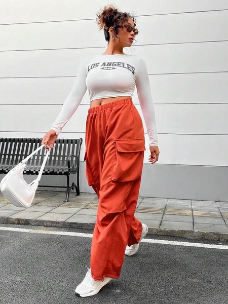 SHEIN Coolane Plus Flap Pocket Side Cargo Pants