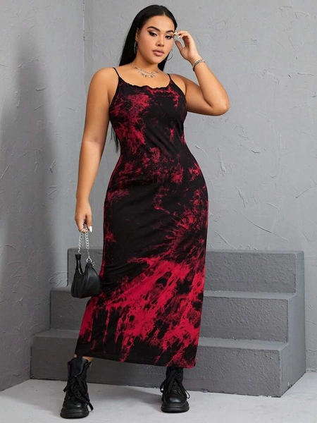 SHEIN Coolane Plus Tie Dye Split Thigh Cami Dress