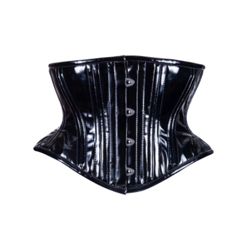 Black Vinyl Corset, Hourglass Silhouette, Short | 26