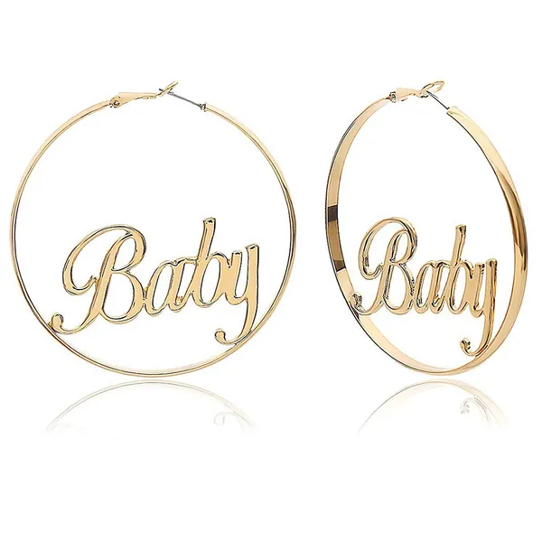 Hoop earrings geometric dangle Alloy Hollow Out Letters Star Baby Engraving Earrings Jewelry for Womens Girls (Baby)