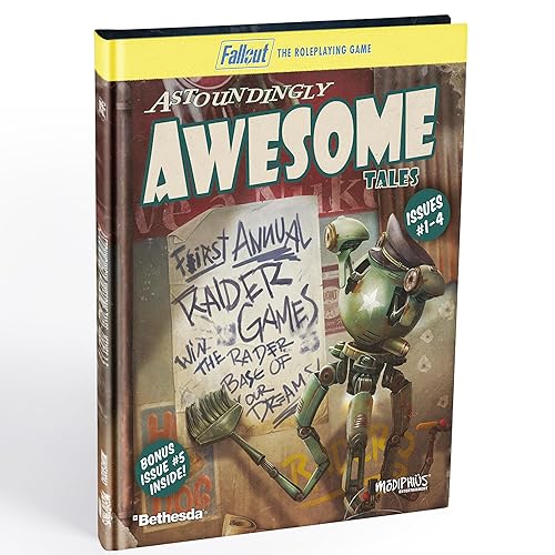 Modiphius Entertainment: Fallout: The Roleplaying Game - Astoundingly Awesome Tales 1-4 & Bonus Quest - Hardcover RPG Book, New & Previous Stories