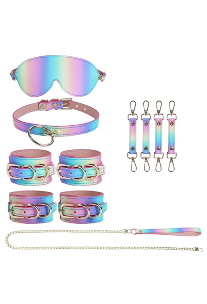 Sexy Accessories Colorful Handcuff Legcuff Collar Leash Eye Cover