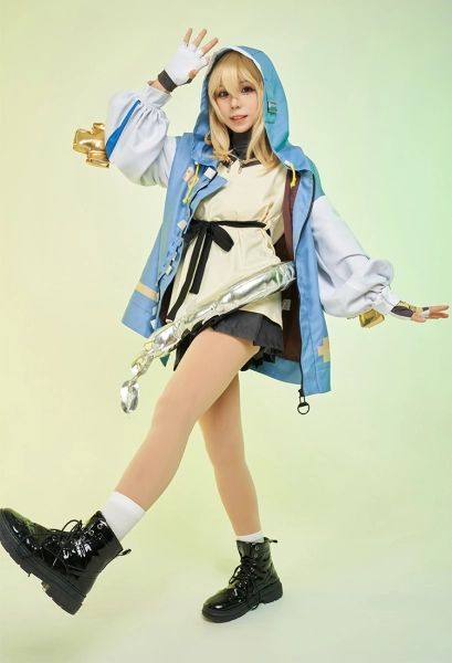 Guilty Gear Strive Bridget Cosplay Costume Hooded Coat and Top and Skirt Set