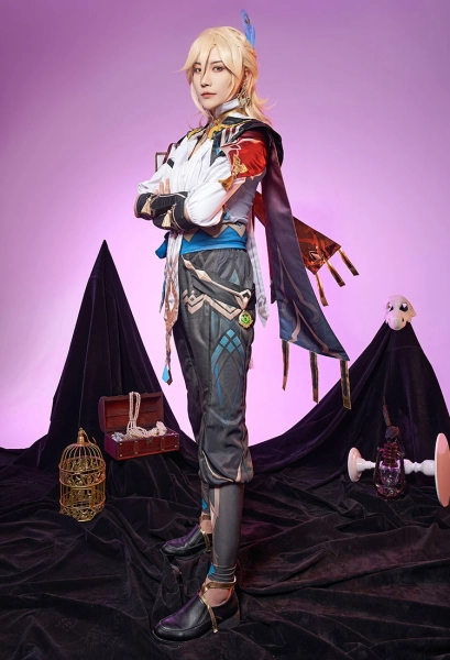 Genshin Impact Kaveh Cosplay Costume Top and Pants Set with Gloves and Accessories