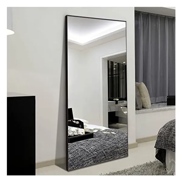 H&A 65"x24" Full Length Mirror Bedroom Floor Mirror Standing or Hanging (Black)