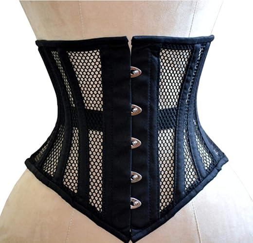 Royals Fashion Heavy Duty Steel Boned Waist Trainer Shaper Womens Underbust Mesh Corset - XL - Black