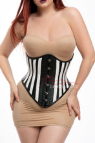 Underbust Leather Corset Cincher Waist Shaper - Black and White