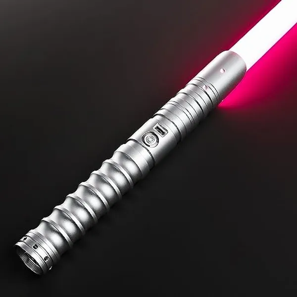 CVCBSER FX Dueling Lightsaber RGB 16 Colors Changeable Premium Aluminium Alloy Hilt Light Saber with 12 Mode Sound Force Lightsaber Toys (Silver)
