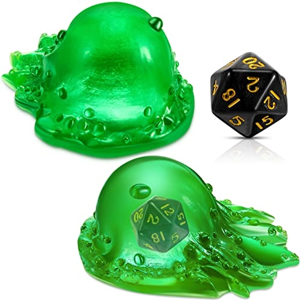 Dice Jail Gelatinous Cube Dice Prison Resin Dice Cage Translucent Dice Storage Container/Holder Dice Miniature Accessory for Table Game Party Gatherings Gifts (Green)
