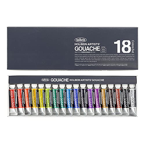 Holbein Artist Gouache Set G704 : 18 x 5ml tubes
