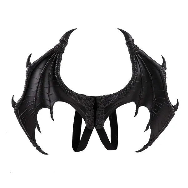 BaronHong Halloween Mardi Gras Costume Cosplay Demon Dragon Wings for Adult - Medium Black
