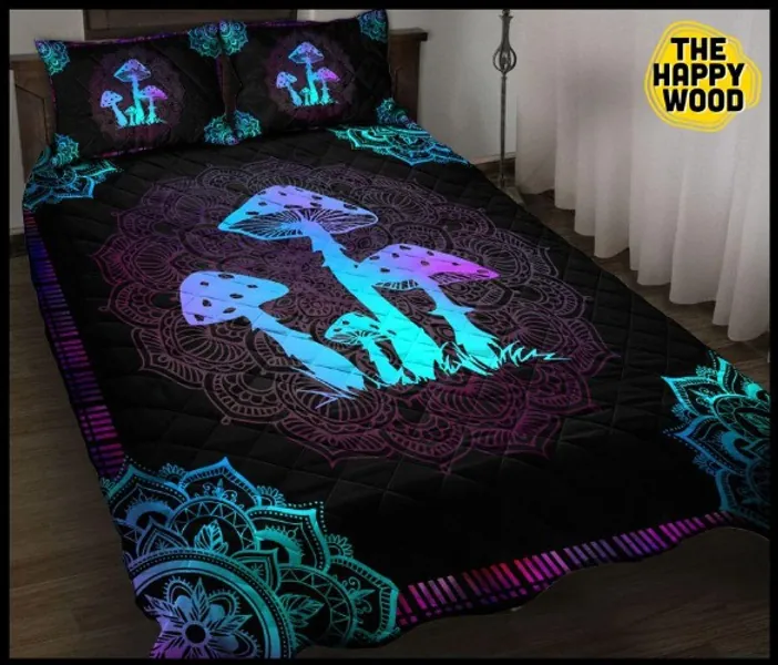 Mushroom Light Color Quilt Bed Set And Pillow Covers