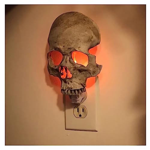 LIONICE Human Skull Light - 2023 New Halloween Handcrafted Skull Night Light, Gothic Candles Lamp Decor Halloween Skeleton Spooky Home Room Decor, Skull Night Lights Plug into Wall Decorative