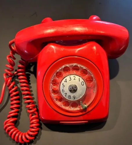 Vintage Swedish Dial Telephone 1960s–1970s / Made in Sweden – Red Memphis Style