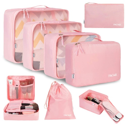 BAGAIL 8 Set Packing Cubes Luggage Packing Organizers for Travel Accessories - Blush Pink