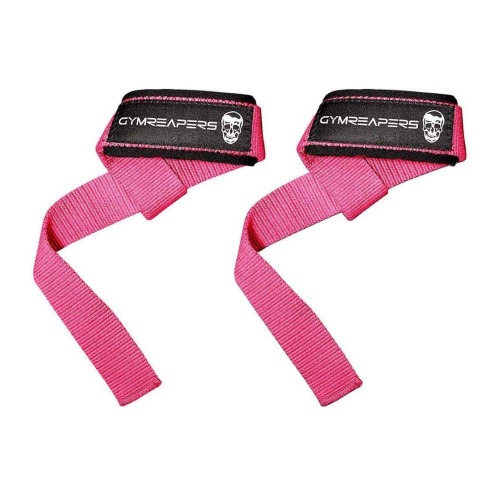 Gymreapers Lifting Wrist Straps for Weightlifting, Bodybuilding, Powerlifting, Strength Training, & Deadlifts - Padded Neoprene with 18 inch Cotton - Pink