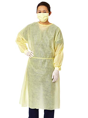 LIFESOFT Disposable Isolation Gown Polypropylene Lab Coat with Knit Cuff Long Sleeve Fluid Resistant - 10