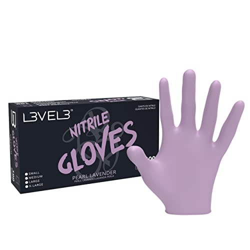 L3 Level 3 Nitrile Gloves - Professional Heavy Duty Disposable Gloves - Latex Free - Fits Snug - Box of 100 - Small (Pack of 100) - Lavender