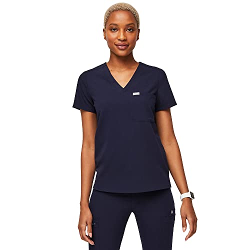 FIGS Catarina Scrub Tops for Women — Classic Fit, 1 Pocket, Four-Way Stretch, Anti-Wrinkle Women’s Medical Scrub Top - X-Large - Nvy