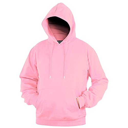 A2Z Mens Fleece Hoodie Pullover Hooded Sweatshirt Long sleeve S/M/L/XL - Baby Pink - Medium